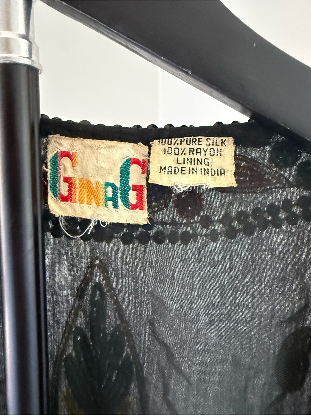 Gina G Black Silk Beaded Sequin Jacket Gold Paisley Statement Bolero - Picture 3 of 5